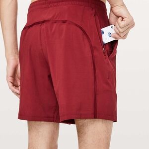 lululemon athletica Men's PaceBreaker 7" Athletic Shorts In Deep Red - W/ LINER